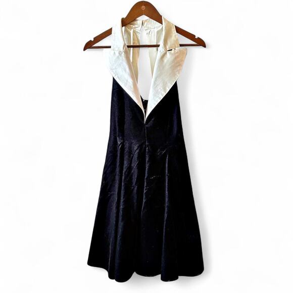 HW Collections Black Velvet Halter Dress Beaded Bodice XS/S - Picture 4 of 8